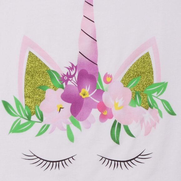 Toddler Girls Unicorn 2 PCS Floral Summer Clothing Skirt Dress Set Outfit Lilac - Picture 4 of 5